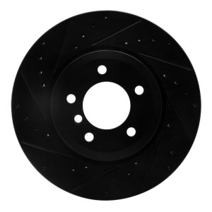 BMW 330I Brake Rotor (1) - Front Left - R1 Concepts - Drilled & Slotted - Black - `01-`08